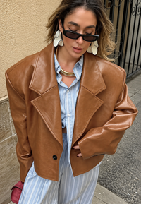 Blazer mujer efecto piel oversize solapas anchas - Oriana