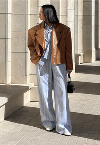 Blazer mujer efecto piel oversize solapas anchas - Oriana