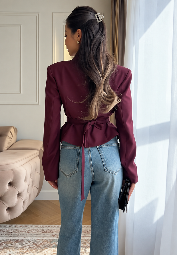 Blazer mujer entallado asimétrico hombreras botones - Marlies