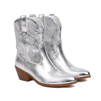 Botas cowboy mujer caña media bordados tacón ancho - Helga