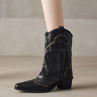 Botas cowboy mujer caña media tachas tacón bloque - Maura