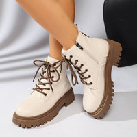 Botines acordonados mujer suela track cremallera lateral - Kaja