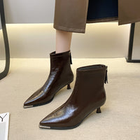 Botines de tacón mujer punta afilada tacón fino efecto piel - Vera