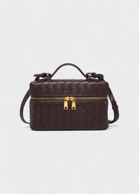 Bolso mujer trenzado negro estructura rígida cremalleras doradas - Valeska