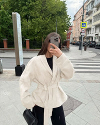 Chaqueta retro de ante de manga larga - Valentina