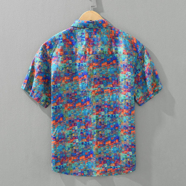 Camisa hombre estampado abstracto algodón estilo casual - Damián