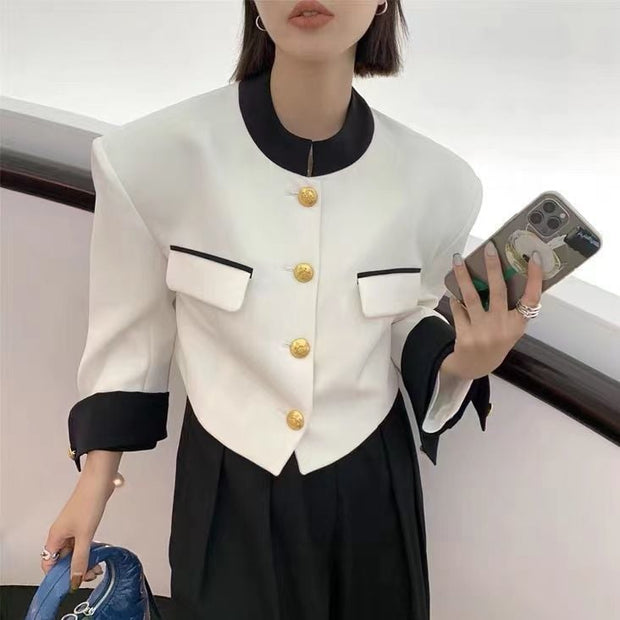 Nadja - Blazer francés de botonadura sencilla para mujer