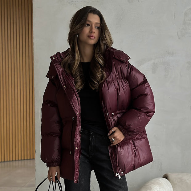 Abrigo para mujer acolchado con capucha ajustable - Elissea