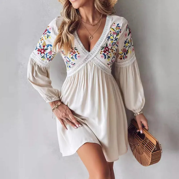 Scarlett - Vestido corto bohemio con flores