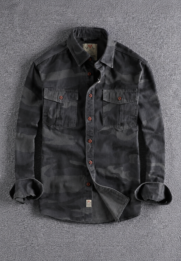 Camisa camuflaje hombre manga larga bolsillo pecho - Orsen