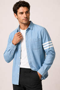 Camisa vaquera para hombre de manga larga con bolsillo - Lennart