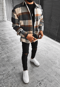 Camisa hombre cuadros grandes manga larga bolsillo de pecho - Tristán