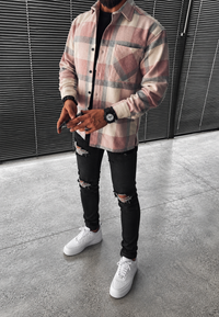 Camisa hombre cuadros grandes manga larga bolsillo de pecho - Tristán