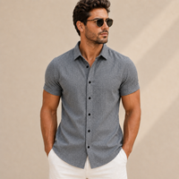 Camisa hombre manga corta lisa slim fit - Bertram