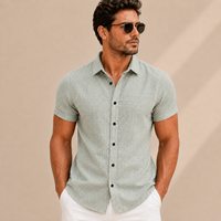 Camisa hombre manga corta lisa slim fit - Bertram