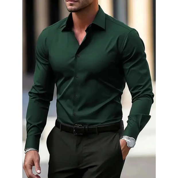 Camisa hombre manga larga slim fit cuello clásico - Heinrich