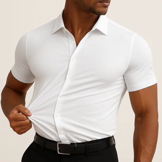 Camisa lisa de manga corta para hombre - Clemens