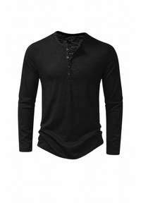 Camiseta hombre manga larga cuello panadero jaspeada - Bastian