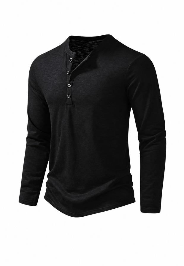 Camiseta hombre manga larga cuello panadero jaspeada - Bastian