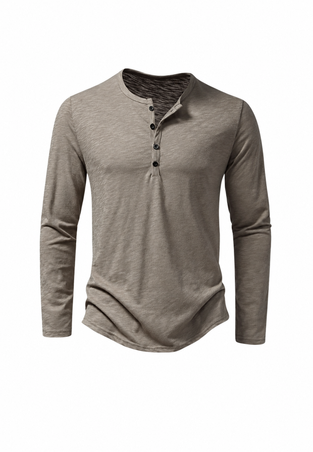 Camiseta hombre manga larga cuello panadero jaspeada - Bastian