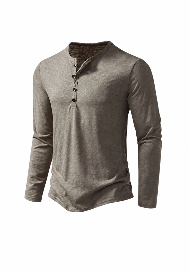 Camiseta hombre manga larga cuello panadero jaspeada - Bastian