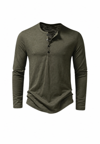 Camiseta hombre manga larga cuello panadero jaspeada - Bastian
