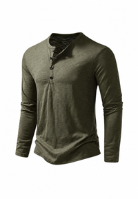 Camiseta hombre manga larga cuello panadero jaspeada - Bastian