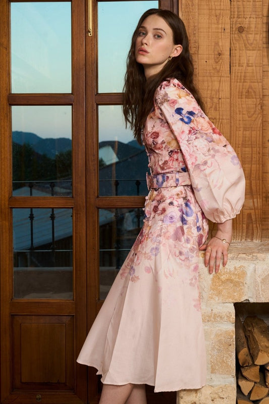 Flora - Vestido camisero midi con estampado floral
