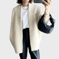Cárdigan largo oversize mujer cuello redondo botones - Thelar