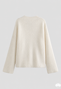 Cárdigan mujer oversize punto grueso cuello pico botones - Eilika