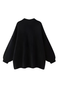 Cárdigan oversize punto grueso cuello alto botones metálicos - Koranna