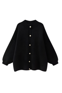 Cárdigan oversize punto grueso cuello alto botones metálicos - Koranna