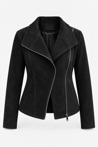 Cazadora biker mujer efecto ante cremallera diagonal - Noémie