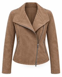 Cazadora biker mujer efecto ante cremallera diagonal - Noémie
