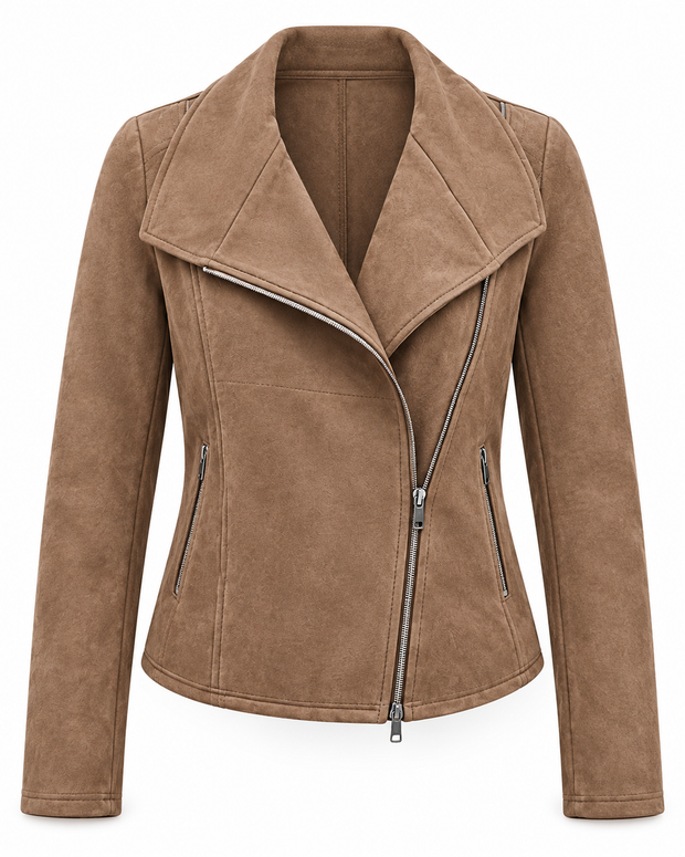 Cazadora biker mujer efecto ante cremallera diagonal - Noémie