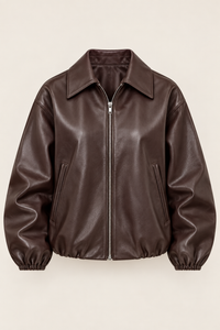 Cazadora bomber mujer efecto piel cuello camisero - Maëva