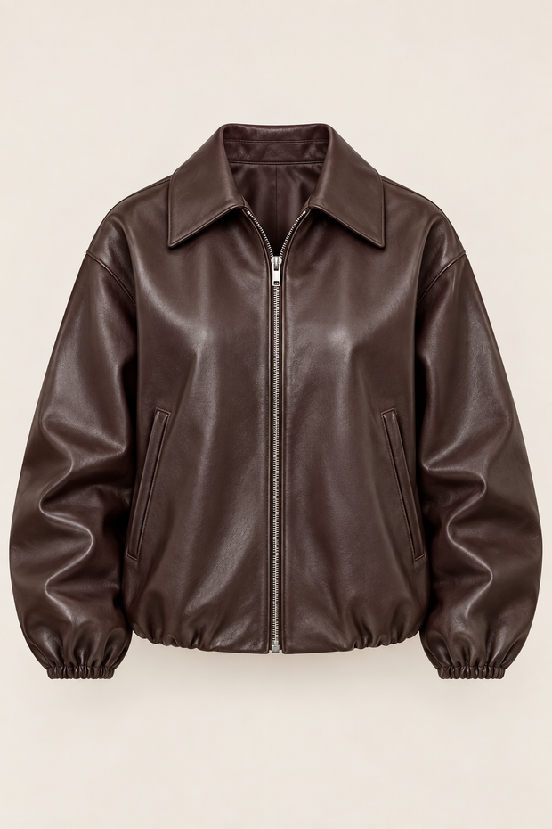 Cazadora bomber mujer efecto piel cuello camisero - Maëva