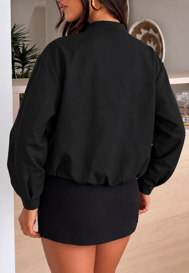 Cazadora mujer bomber corta oversize cremallera - Ariadna