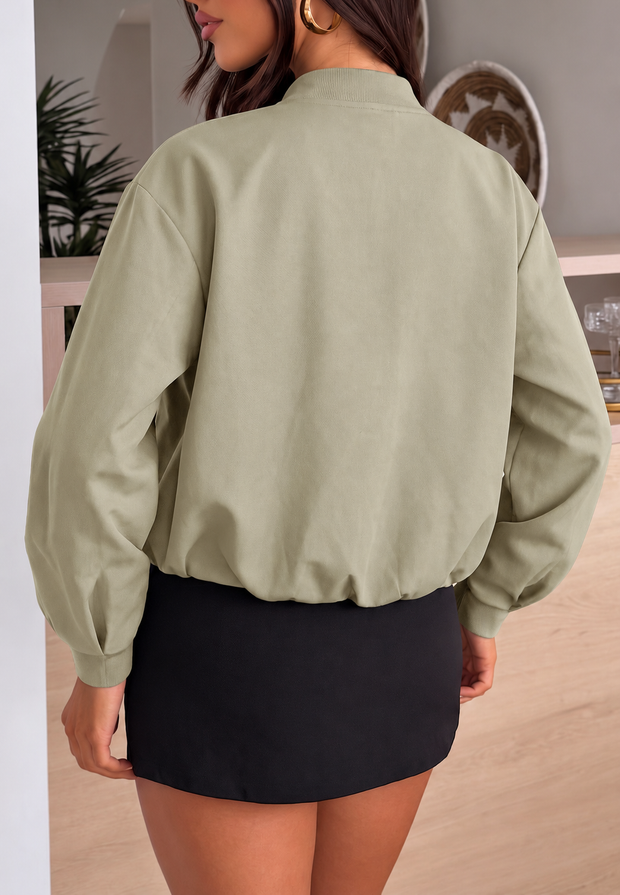 Cazadora mujer bomber corta oversize cremallera - Ariadna