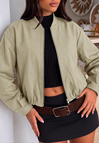 Cazadora mujer bomber corta oversize cremallera - Ariadna
