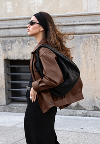 Cazadora mujer efecto piel oversize doble botonadura - Dalia
