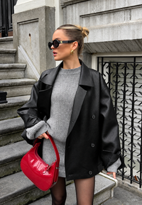 Cazadora mujer efecto piel oversize doble botonadura - Dalia