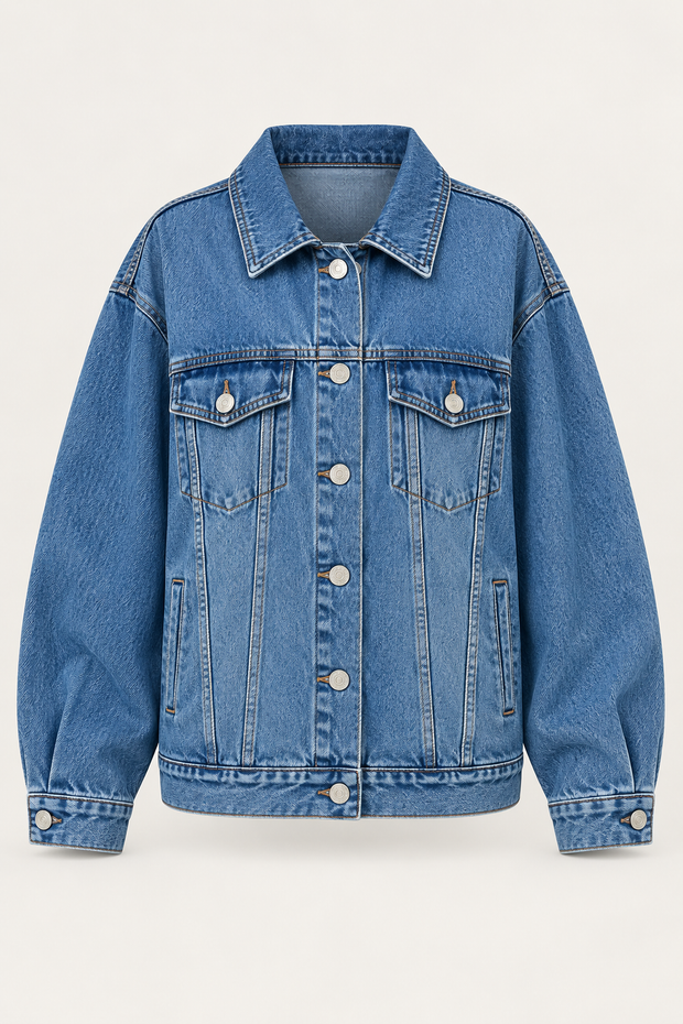 Cazadora vaquera mujer oversize bolsillos de solapa - Camille