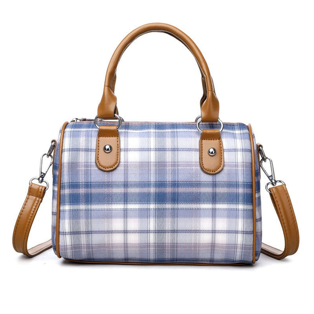 Bolso de hombro para mujer estampado tartán con asas en contraste - Milena