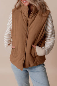 Chaleco acolchado de pana con cuello alto para mujer - Norayne