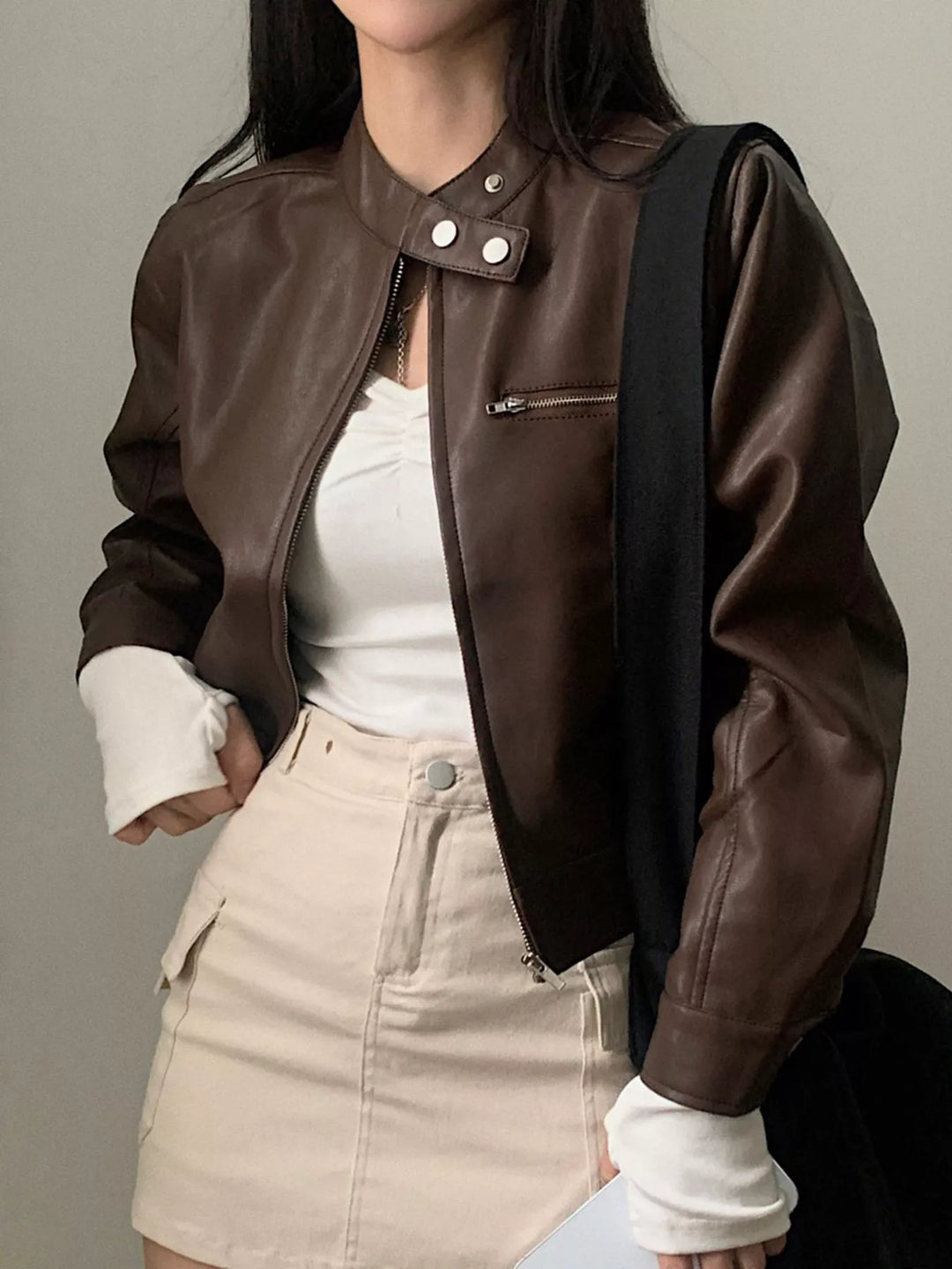 Chaqueta corta de piel para mujer - Liorane