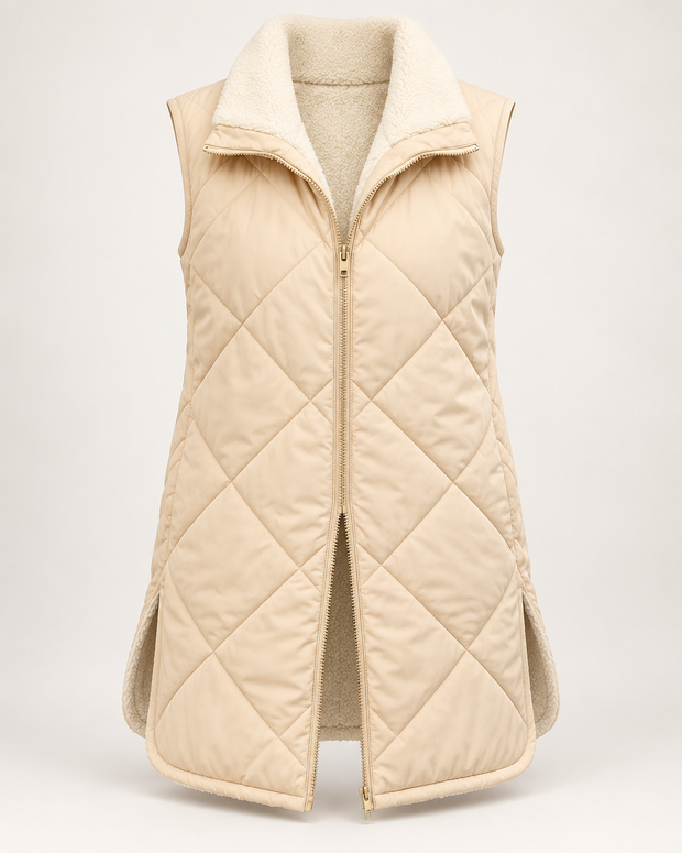 Chaleco acolchado reversible mujer efecto borreguito - Solange