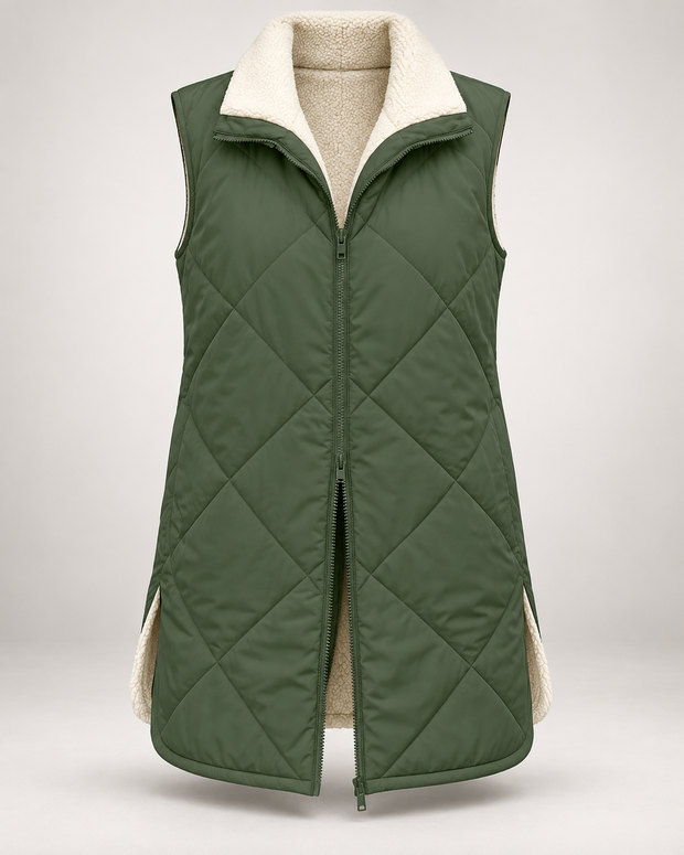 Chaleco acolchado reversible mujer efecto borreguito - Solange