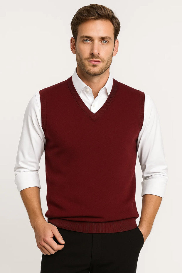 Chaleco de punto hombre cuello pico acabado acanalado - Blaise