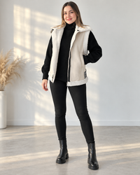 Chaleco efecto ante cuello efecto borreguito hebillas laterales - Lisette
